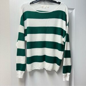 Cyprus Long Sleeve Green and White Sweater Sz M